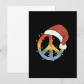 Hippie Christmas Peace Sign Happy Holidays Xmas Li 招待状 (正面/裏面)