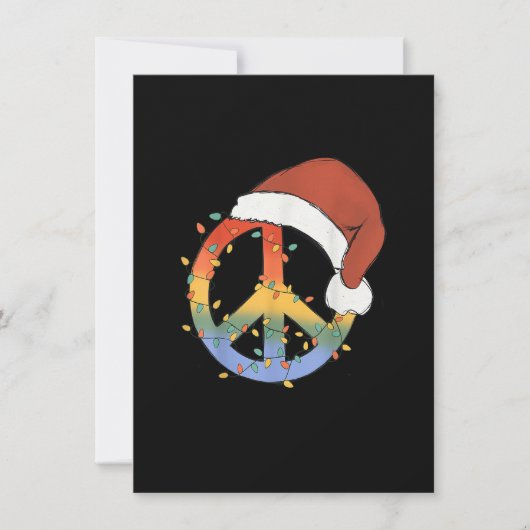 Hippie Christmas Peace Sign Happy Holidays Xmas Li 招待状 (正面)