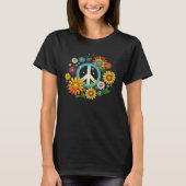 Hippie Daisy Peace Sign Retro Flower Sunflower   2 Tシャツ (正面)