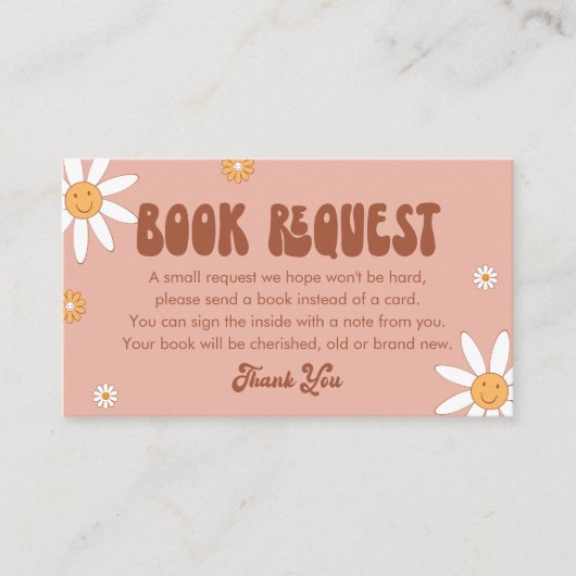 HIPPIE DAZE赤ちゃんシャワーブックリクエストカード エンクロージャーカード (正面)