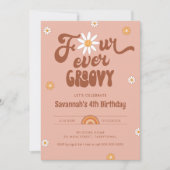 HIPPIE DAZE Four Ever Groovy - 4th Birthdayパーティー 招待状 (正面)