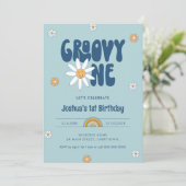 HIPPIE DAZE Groovy One Boy 1st Birthdayパーティー 招待状 (スタンド正面)