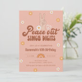 HIPPIE DAZE Peace Out 独身の Digits 10誕生日 招待状 (スタンド正面)