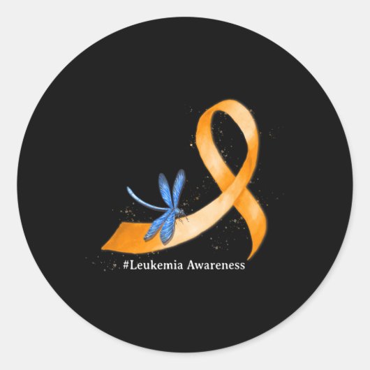 Hippie Dragonfly Orange Ribbon Leukemia Awareness  ラウンドシール (正面)