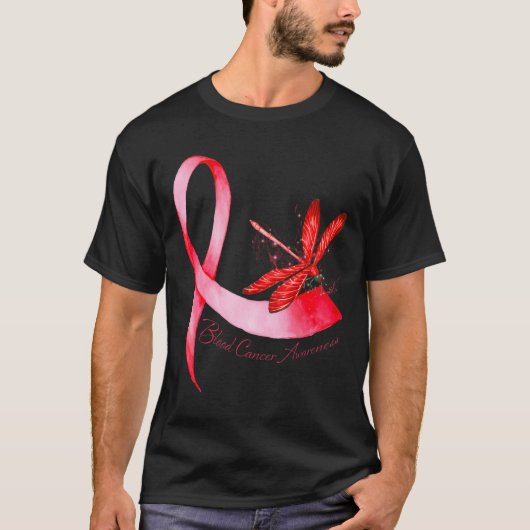 Hippie Dragonfly Red Ribbon Blood Cancer Awareness Tシャツ (正面)
