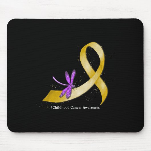 Hippie Dragonfly Yellow Ribbon Childhood Cancer Aw マウスパッド (正面)