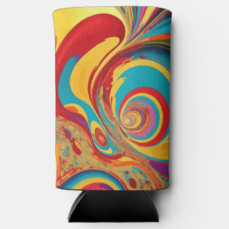 Hippie Dreams 1960s Flowing Fluid Art スリム缶クーラー