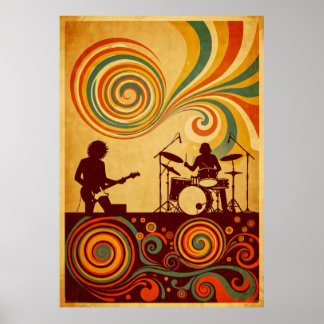 Hippie Era 70sフェスティバルポスタサイケデリックー – レトロ ポスター