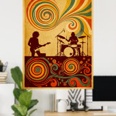 Hippie Era 70sフェスティバルポスタサイケデリックー – レトロ ポスター (ホームオフィス)