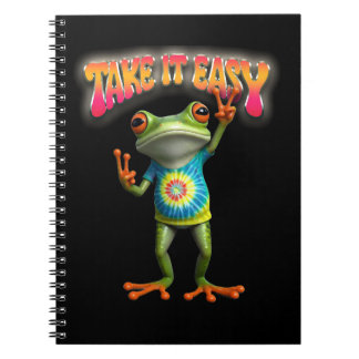 Hippie Frog Take it Easy Fun Colorful ノートブック