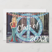 Hippie Girl, Peace Sign and Lights卒業 招待状 (正面)