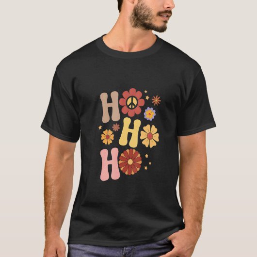 Hippie Groovy Ho Ho Ho Xmas Christmas For Men Wome Tシャツ (正面)
