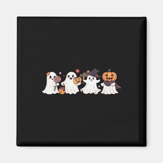 Hippie Halloween Cute Ghost Boo Spooky Season Pump マグネット (正面)