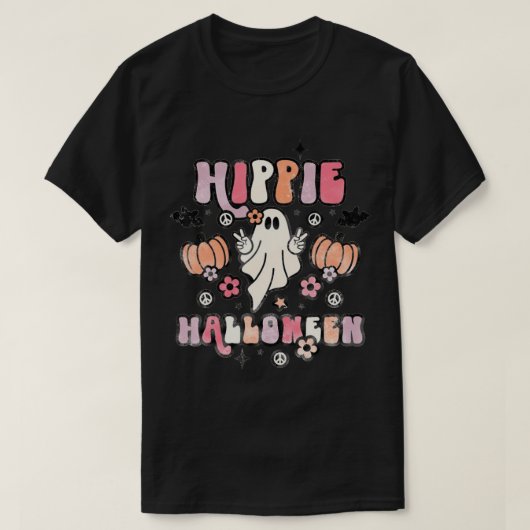 Hippie Halloween Ghost s s Costume Groovy Spooky S Tシャツ (デザイン正面)