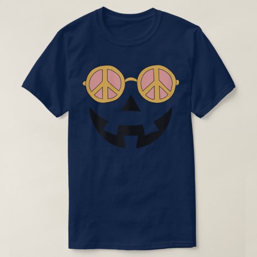 Hippie Halloween Pumpkin Peace Sign Sunglasses for Tシャツ (デザイン正面)