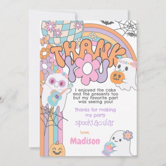Hippie Halloween Thank You Card 招待状 (正面)