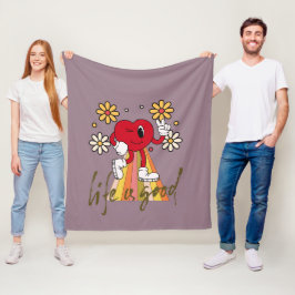 Hippie Hearthデザインとライフは良いメッセージである フリースブランケット