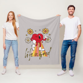 Hippie Hearthデザインとライフは良いメッセージである フリースブランケット