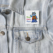 Hippie Hippo-Peace, Love, Hippo 缶バッジ (インサイチュ)