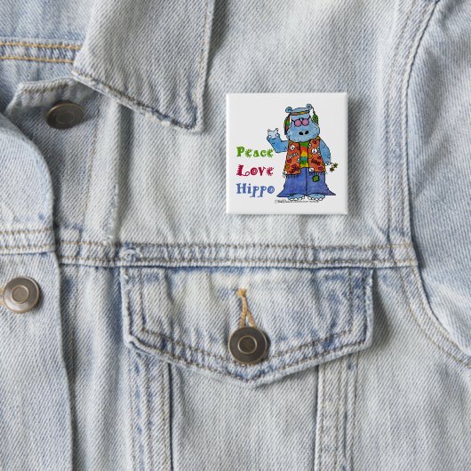 Hippie Hippo-Peace, Love, Hippo 缶バッジ (インサイチュ)