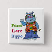 Hippie Hippo-Peace, Love, Hippo 缶バッジ (正面)