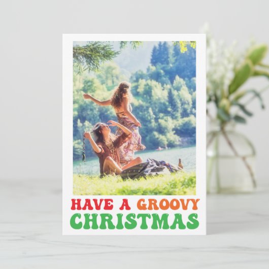 Hippie Holiday Photo Have a Groovy Christmas Card (スタンド正面)
