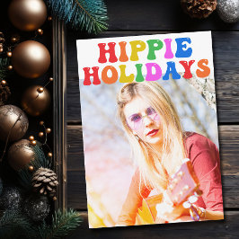 Hippie Holidays Christmasカラフル Family Photo シーズンカード