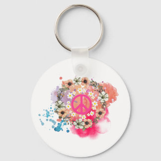 Hippie Keychain - Boho Peace Symbol Key Ring キーホルダー