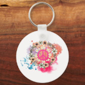 Hippie Keychain - Boho Peace Symbol Key Ring キーホルダー (正面)