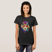 Hippie Labrador Retriever Tie Dye Peace Sign Psych Tシャツ (正面フル)