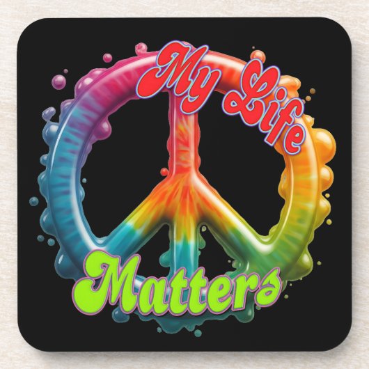 Hippie Love Peace Life Matters Custom  コースター (正面)