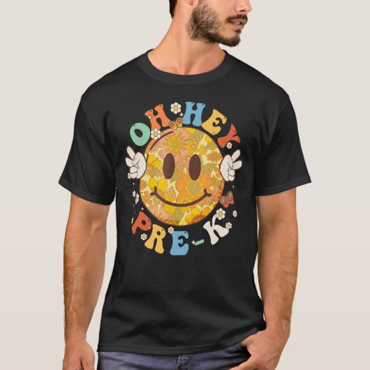 Hippie Oh Hey Pre K VibesレトロGroovy Back to Sc Tシャツ (正面)