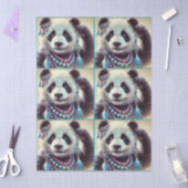 Hippie Panda Bear Chalk-Pastel Decoupage  薄葉紙 (クラフト)