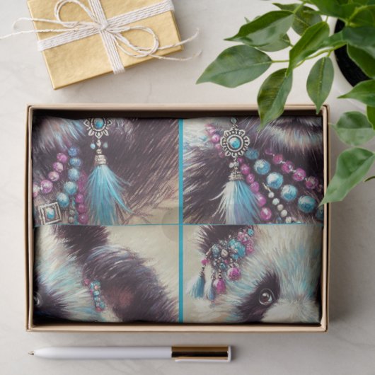 Hippie Panda Bear Chalk-Pastel Decoupage  薄葉紙 (ギフト)