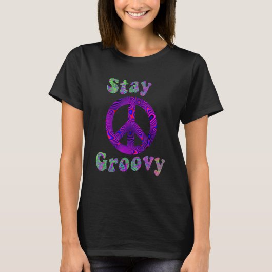 Hippie Peace Free Spirit Hippy Hipie Groovy Flower Tシャツ (正面)