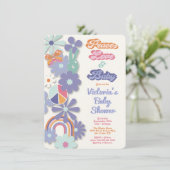 Hippie Peace Love & ベビー70s 60sベビーシャワー 招待状 (スタンド正面)