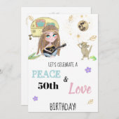 * Hippie Peace & Love Campingグリッター誕生日 招待状 (正面/裏面)