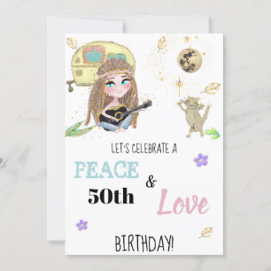 * Hippie Peace & Love Campingグリッター誕生日 招待状