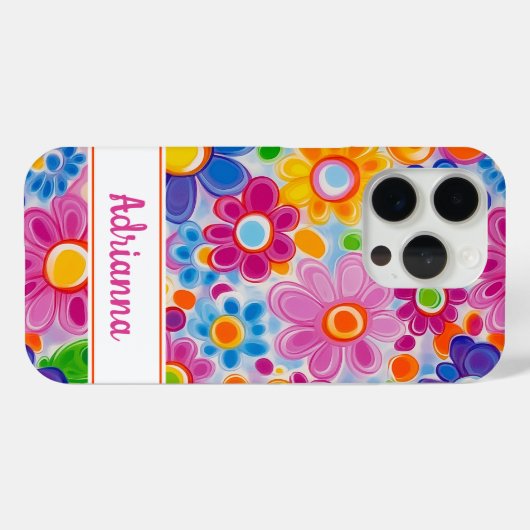 Hippie Retro Groovy Floral Personalized Case-Mate iPhoneケース (裏面 (横))
