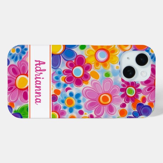 Hippie Retro Groovy Floral Personalized Case-Mate iPhoneケース (裏面 (横))