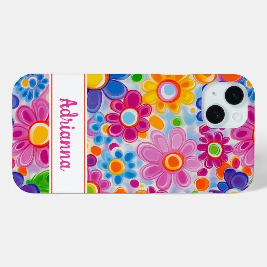 Hippie Retro Groovy Floral Personalized Case-Mate iPhoneケース (裏面 (横))