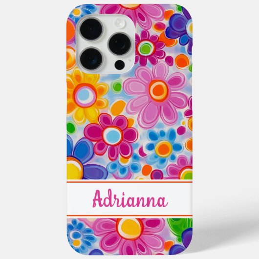 Hippie Retro Groovy Floral Personalized Case-Mate iPhoneケース (裏面)