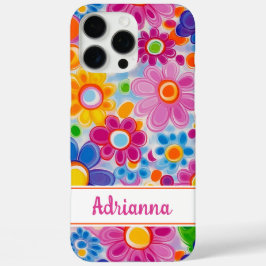 Hippie Retro Groovy Floral Personalized iPhone 16 Pro Maxケース