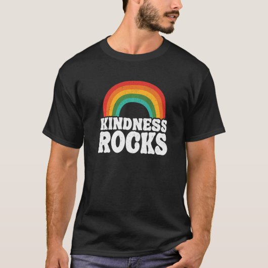 Hippie Retro Teacher Anti Bullying Rainbow Kindnes Tシャツ (正面)