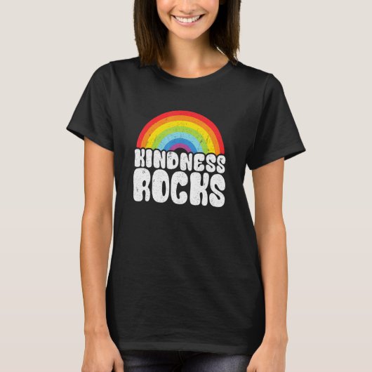 Hippie Retro Teacher Anti Bullying Rainbow Kindnes Tシャツ (正面)