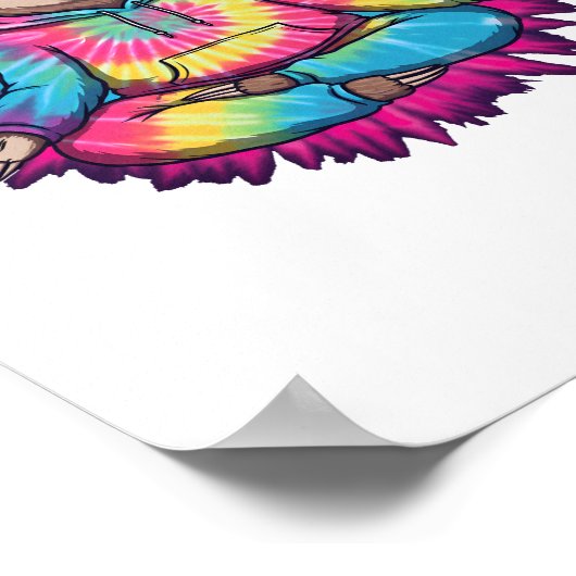 Hippie Sloth Peace Sign Tie-Dy ポスター (角)