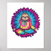 Hippie Sloth Peace Sign Tie-Dy ポスター (正面)