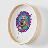 Hippie Sloth Peace Sign Tie-Dy 壁時計 (傾斜)