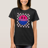Hippie Smile Face Bisexual Pride Bi Flag Retro Gro Tシャツ (正面)