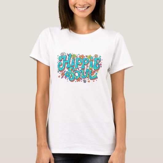 HIPPIE SOUL (ターコイズフォント) Tシャツ (正面)